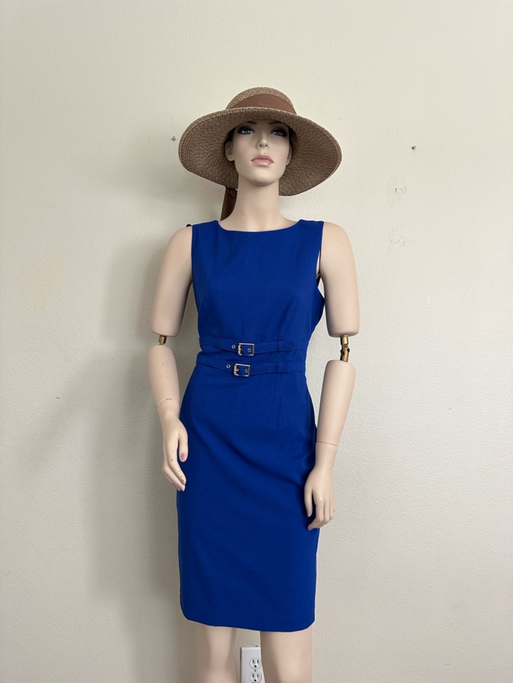 Calvin Klein formal Cobalt Blue Belted Midi Sheath Dress